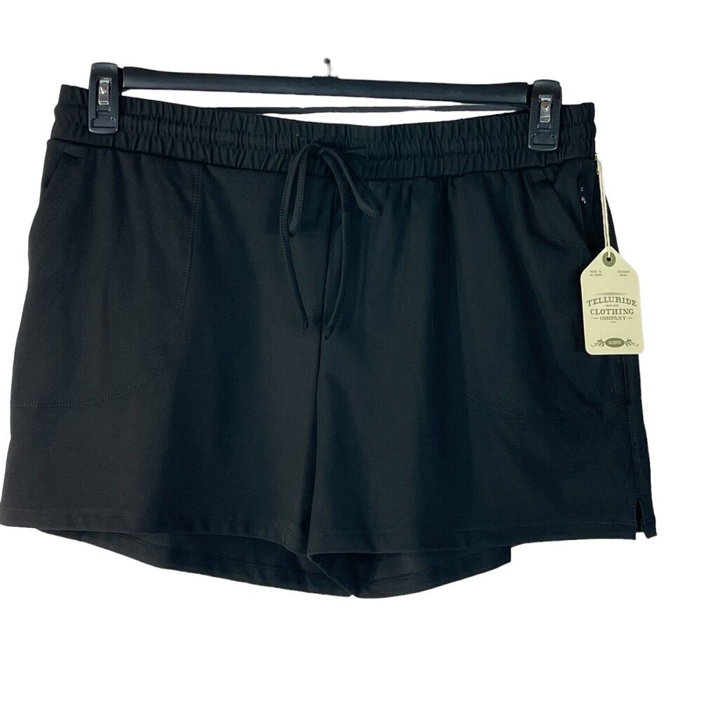 Telluride X-Large Brushed Pull-On Shorts Drawstring Waist Pockets Stretch Black